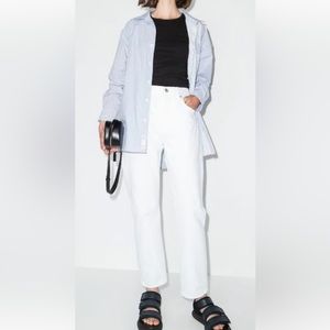 Frame white jeans•25”•Le Original• button up•straight leg•raw hem